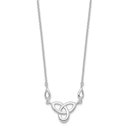 Sterling Silver Rhodium-plated Polished Celtic Knot 16 inch Necklace with 1.5 inch extension