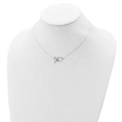 Sterling Silver Polished  XO w/2in. Ext. Necklace