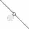 Sterling Silver Rhodium-plated Engravable Disc w/1in ext Bracelet