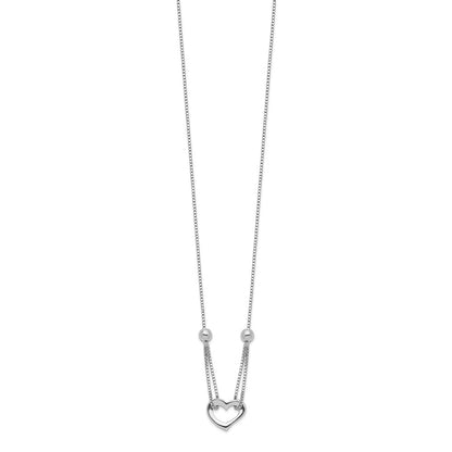 Sterling Silver Rhodium-plated Heart w/Box Chain Necklace