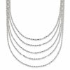 Sterling Silver 5 Strand Fancy Flat Link Necklace