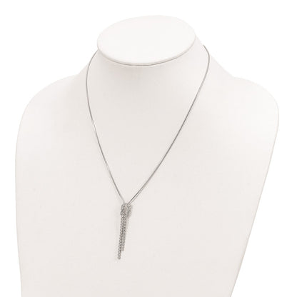 Sterling Silver Rhodium-plated CZ Knotted Snake Chain Necklace