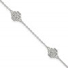 Sterling Silver Rhodium-plated Polished CZ Four Leaf Clover 7in Bracelet
