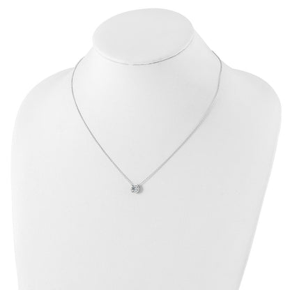 Sterling Silver Polished 9mm Bezel CZ Necklace