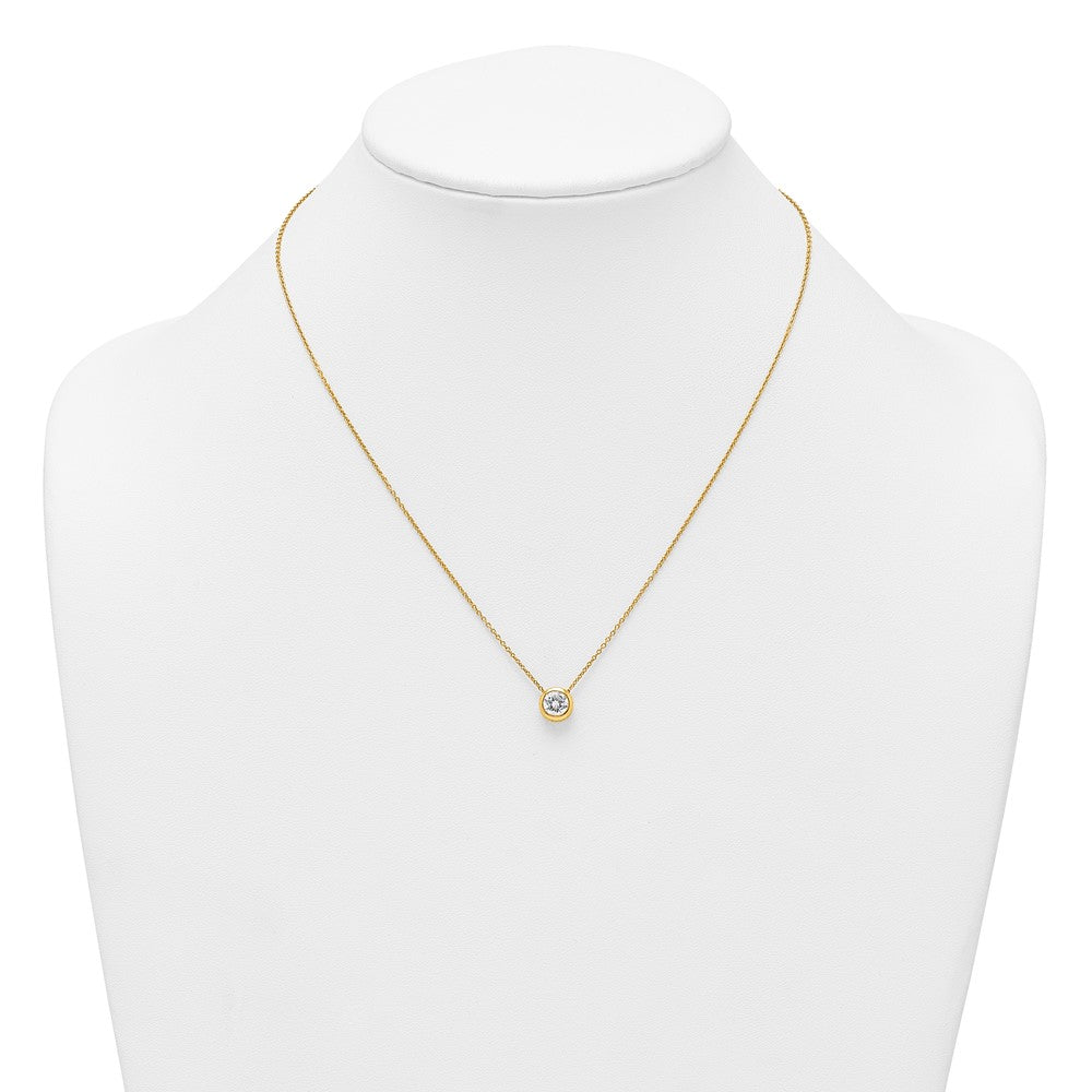 Sterling Silver Gold-tone Polished 8mm White CZ 18 inch Necklace