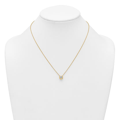 Sterling Silver Gold-tone Polished 8mm White CZ 18 inch Necklace