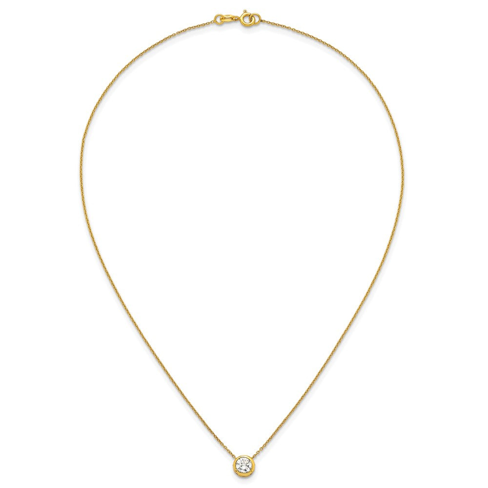 Sterling Silver Gold-tone Polished 8mm White CZ 18 inch Necklace