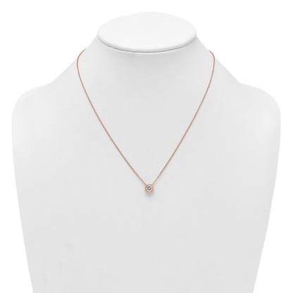 Sterling Silver Rose-tone Polished 8mm White CZ 18 inch Necklace