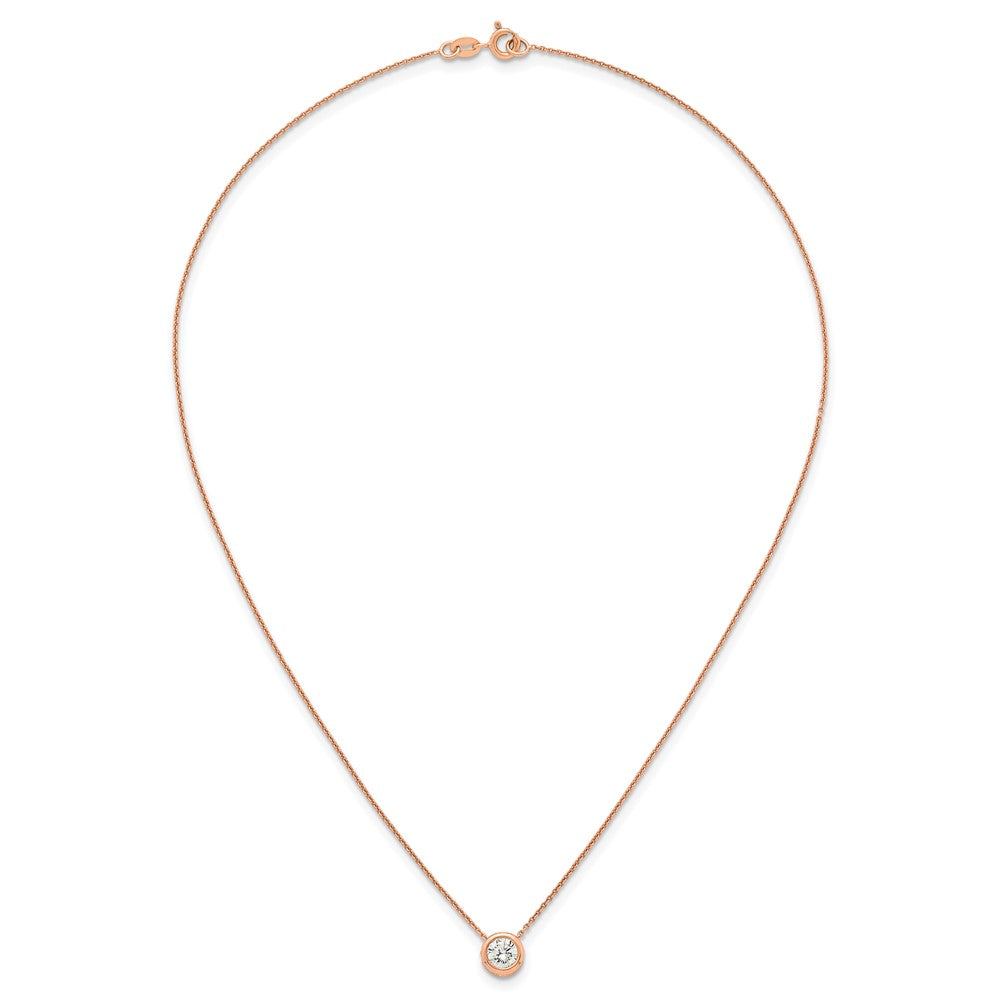 Sterling Silver Rose-tone Polished 8mm White CZ 18 inch Necklace