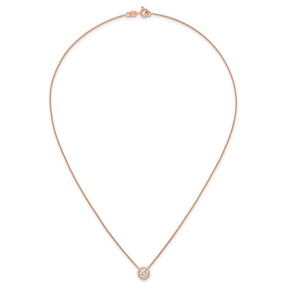 Sterling Silver Rose-tone Polished 8mm White CZ 18 inch Necklace