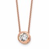 Sterling Silver Rose-tone Polished 8mm White CZ 18 inch Necklace