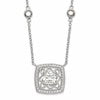 Sterling Silver Rhod-pltd Square CZ Pendant w/2in ext 4-Station Necklace