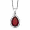 Sterling Silver Rhodium Polished Garnet & CZ Necklace