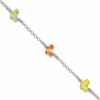 Sterling Silver Polished Multi-color Enamel Butterflies Children's Bracelet