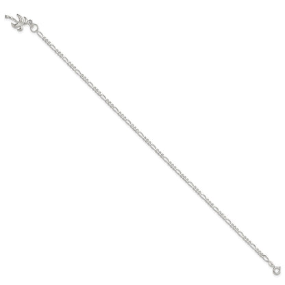 Sterling Silver 10inch Solid Polished Palm Tree Anklet