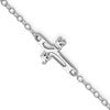 Sterling Silver Rhodium-plated Jesus Cross Anklet