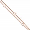 Sterling Silver Rose-tone Heart 2-Strand 9 inch Plus 1 inch Extender - Total 10 inch Anklet