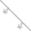 Sterling Silver Starfish Dangles 10 inch Plus 1 inch Extender - Total 11 inch Anklet