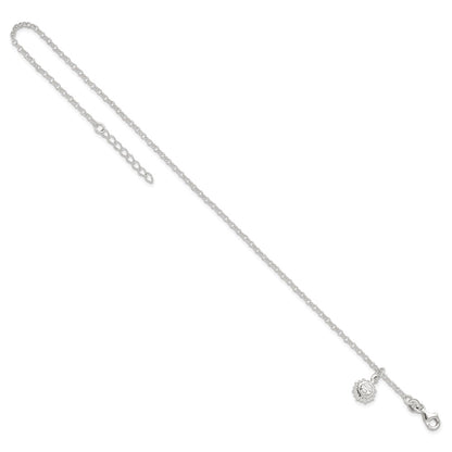 Sterling Silver Sun Charm 10 inch Plus 1 inch Extender - Total 11 inch Anklet