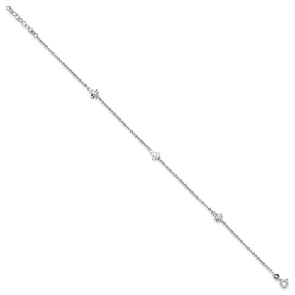 Sterling Silver Rhodium-plated Crosses 9 inch Plus 1 inch Extender - Total 10 inch Anklet