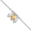 Sterling Silver Gold-tone Feathers 9 inch Plus 1 inch Extender - Total 10 inch Anklet