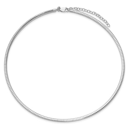 Sterling Silver Rhodium-plated 3.25mm w/2in. Ext Cubetto Chain