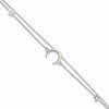 Sterling Silver Polished Moon and Stars 2-strand 7.5in Bracelet