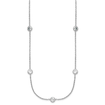 Sterling Silver Rhodium-plated 11-Station CZ Polished Necklace