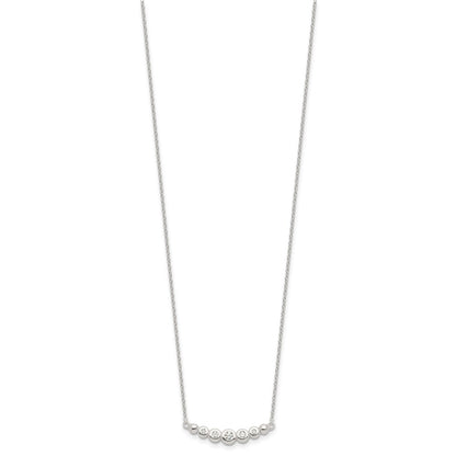 Sterling Silver Graduated CZ 18in Bar Necklace