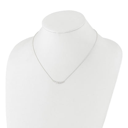Sterling Silver Graduated CZ 18in Bar Necklace