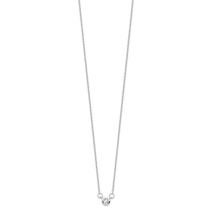 Sterling Silver Rhodium-plated 19in Bezel-set 5mm CZ Necklace
