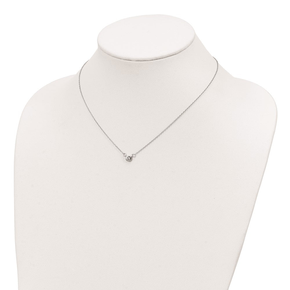 Sterling Silver Rhodium-plated 19in Bezel-set 5mm CZ Necklace
