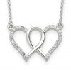 Sterling Silver Polished Interconnected CZ Double Hearts 18 inch Necklace