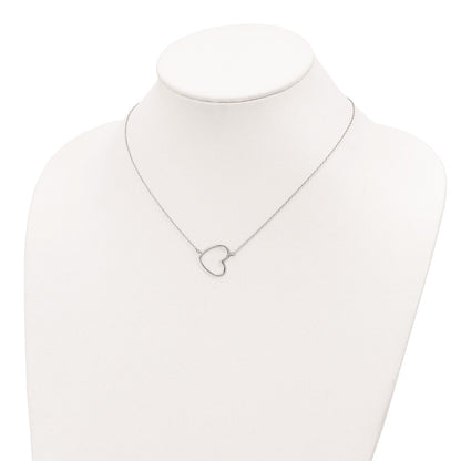 Sterling Silver Rhodium-plated 16in w/2in ext. Heart Necklace