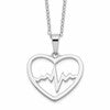 Sterling Silver Rhodium-plated Heartbeat in Heart 16in w/2in Ext Necklace