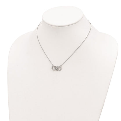 Sterling Silver Rhodium-plated w/CZ Heart w/Infinity Symbol Necklace