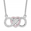 Sterling Silver Rhodium-plated w/CZ Heart w/Infinity Symbol Necklace