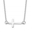 Sterling Silver Rhodium-plated w/ 2in ext. Sideways Cross Necklace