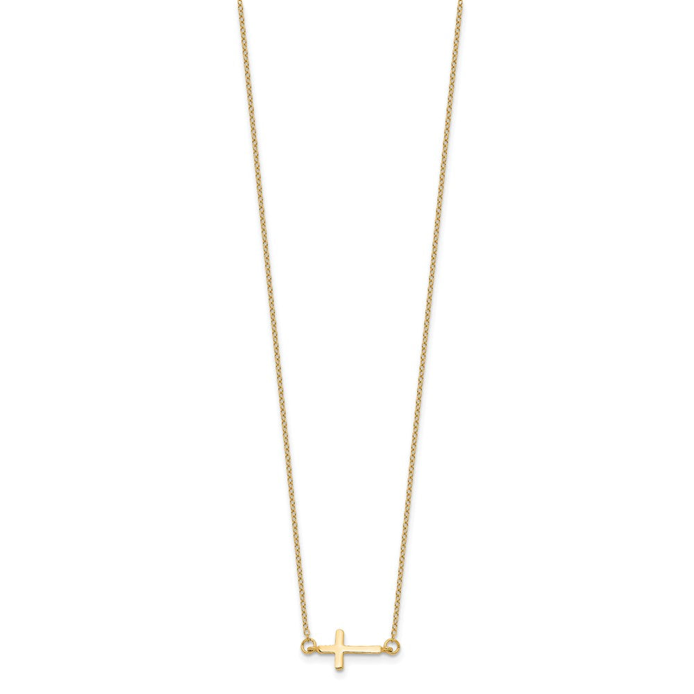 Affordable Expressions Sterling Silver Gold-tone Sideways Cross 16 Inch  with 2 Inch extension Necklace