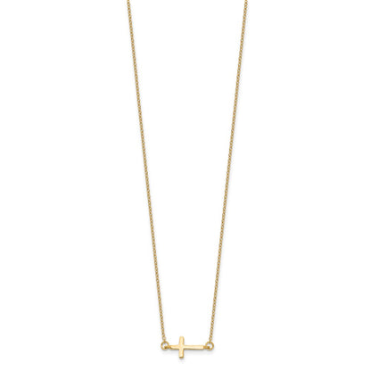 Affordable Expressions Sterling Silver Gold-tone Sideways Cross 16 Inch  with 2 Inch extension Necklace