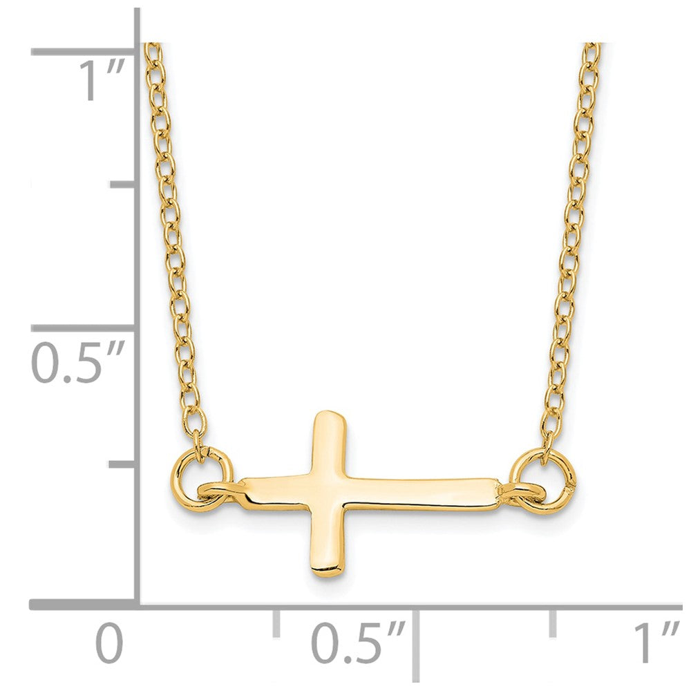 Affordable Expressions Sterling Silver Gold-tone Sideways Cross 16 Inch  with 2 Inch extension Necklace