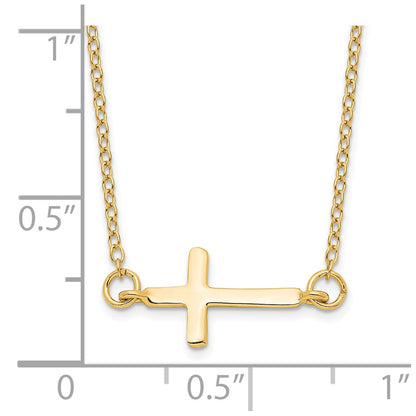 Affordable Expressions Sterling Silver Gold-tone Sideways Cross 16 Inch  with 2 Inch extension Necklace