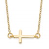 Affordable Expressions Sterling Silver Gold-tone Sideways Cross 16 Inch  with 2 Inch extension Necklace