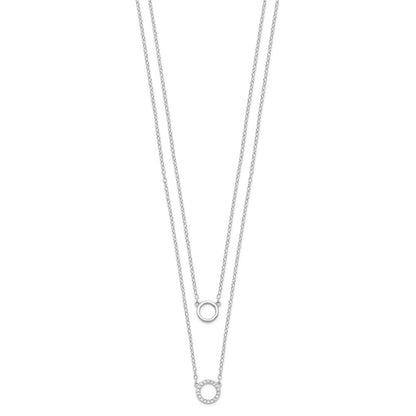 Sterling Silver Rhodium-plated CZ Circles 15in W/2in ext Necklace