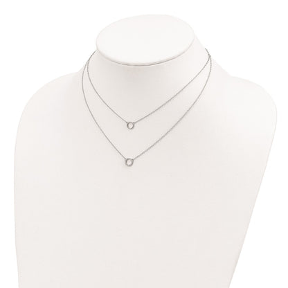 Sterling Silver Rhodium-plated CZ Circles 15in W/2in ext Necklace