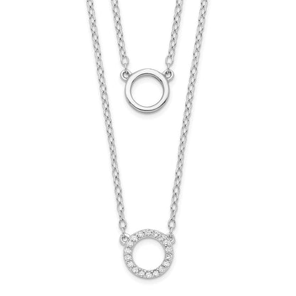 Sterling Silver Rhodium-plated CZ Circles 15in W/2in ext Necklace