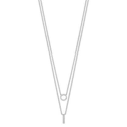 Sterling Silver Rhodium-plated CZ  2-Strand Necklace