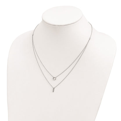 Sterling Silver Rhodium-plated CZ  2-Strand Necklace