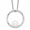 Sterling Silver Rhodium-plated 7-8mm White Round Freshwater Cultured Pearl 18 inch Necklace