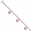 Sterling Silver Rhod-pltd Childs Enamel Hearts 5.5in w/.5in ext Bracelet